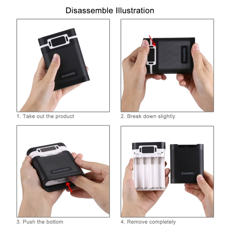 HAWEEL DIY 4 x 18650 Battery (Not Included) 10000mAh Power Bank Shell Box with 2 x USB Output & Display for iPhone, Galaxy, Sony, HTC, Google, Huawei, Xiaomi, Lenovo and other Smartphones, DIY 4 x 18650 10000mAh Battery (US)                           ...