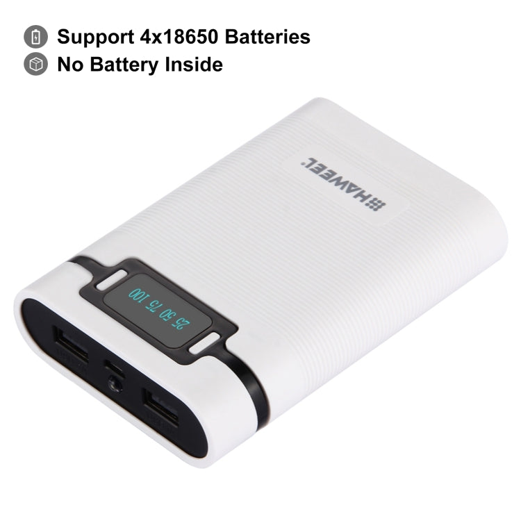 HAWEEL DIY 4 x 18650 Battery (Not Included) 10000mAh Power Bank Shell Box with 2 x USB Output & Display for iPhone, Galaxy, Sony, HTC, Google, Huawei, Xiaomi, Lenovo and other Smartphones, DIY 4 x 18650 10000mAh Battery (US)                           ... DIY 4x 18650 Batteries 10000mAh HWL9500W