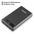 HAWEEL DIY 6 x 18650 Battery 24W Fast Charge Power Bank Box Case with Display, Not Include Battery, 6 x 18650 Battery 6 x 18650 Battery Black