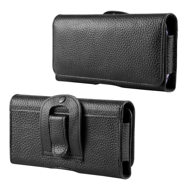 HAWEEL 6.1-6.8 inch Litchi Texture Genuine Leather Phone Belt Clip Horizontal Carrying Pouch, 6.1-6.8 inch – Magnetic, Leather