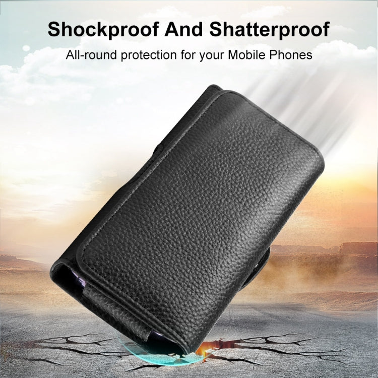 HAWEEL 6.1-6.8 inch Litchi Texture Genuine Leather Phone Belt Clip Horizontal Carrying Pouch, 6.1-6.8 inch – Magnetic, Leather
