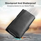 HAWEEL 6.1-6.8 inch Litchi Texture Genuine Leather Phone Belt Clip Horizontal Carrying Pouch, 6.1-6.8 inch – Magnetic, Leather