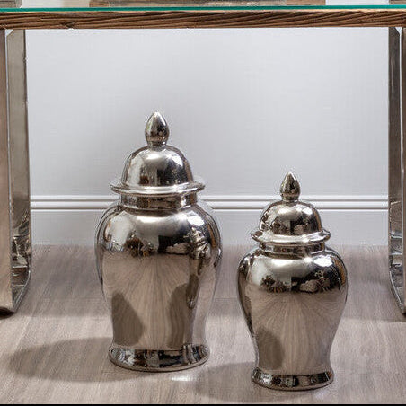 Small Ceramic Silver Jar