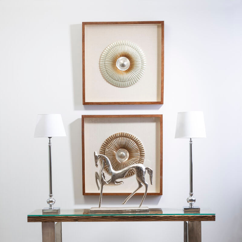 Framed Silver Round Carving Wall Art