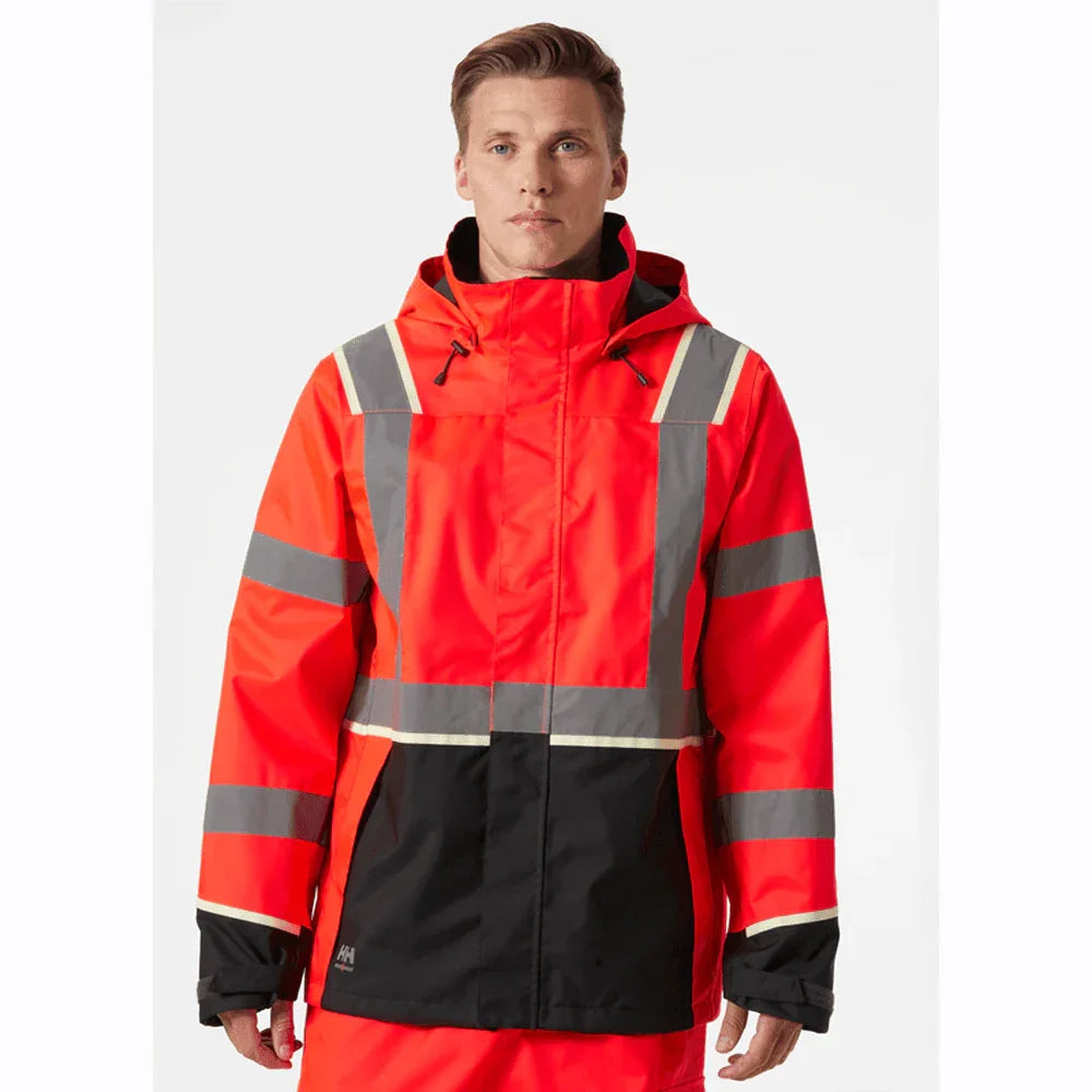Helly Hansen 71185 UC-ME Shell Jacket Waterproof Hi-Vis HI VIS RED EBONY