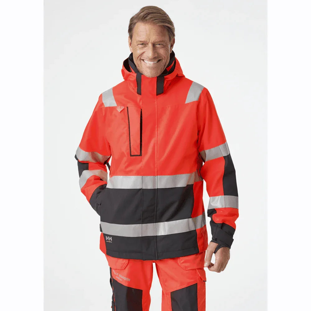 Helly Hansen 71195 Alna 2.0 Hi-Vis Waterproof Shell Jacket RED EBONY
