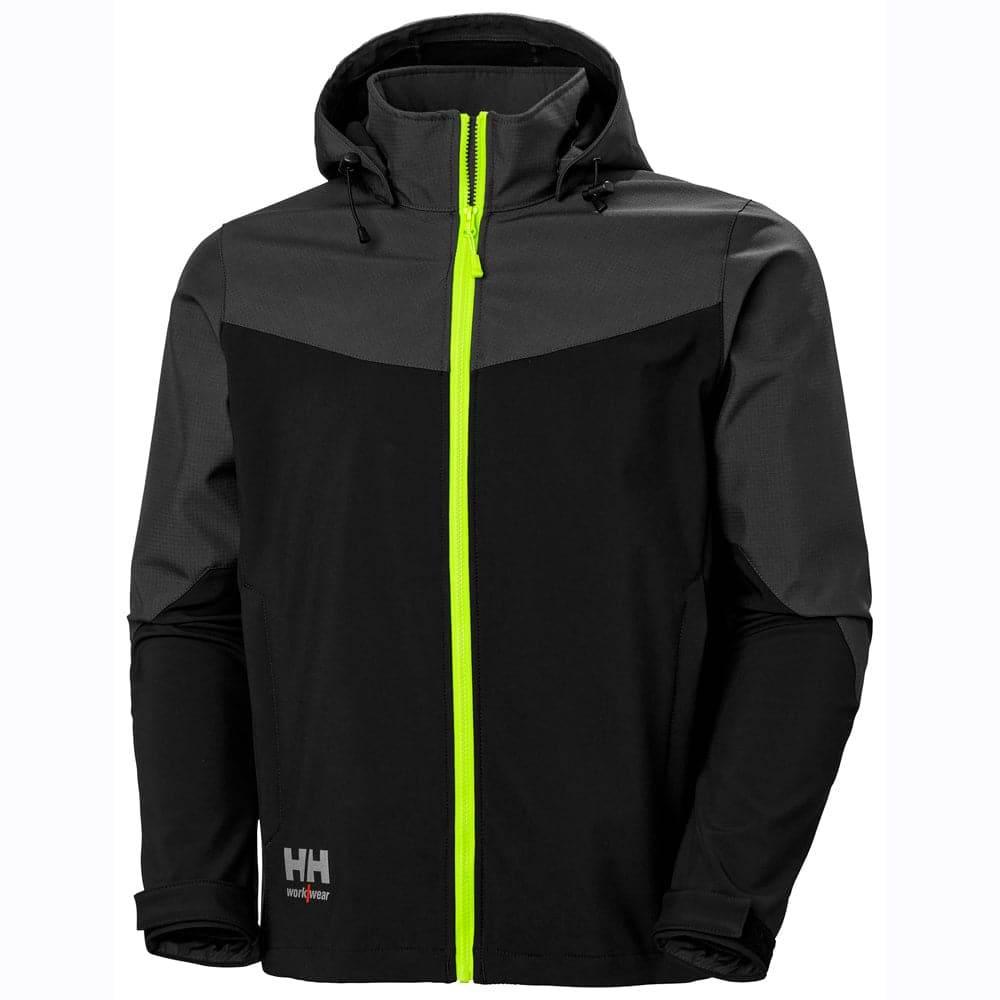 Helly Hansen 74290 Oxford Softshell Hooded Work Jacket Black Ebony