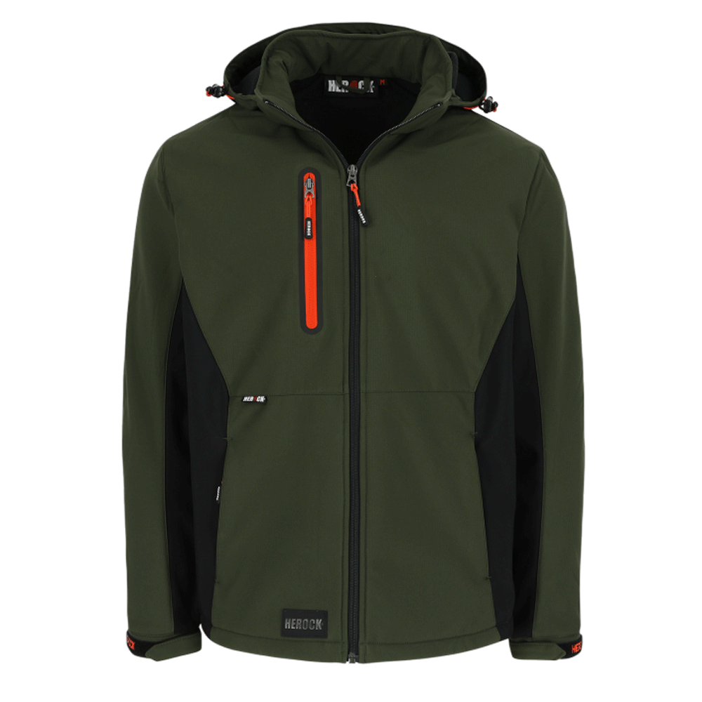 Herock Trystan Softshell Water Repellent Breathable Jacket Dark Khaki Black