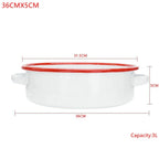 White & Red Enamel Baking Dish with Dual Side Handles – Deep Round Pan for Baking, Roasting, and Serving, Oven & Induction Safe, 3 Sizes Available