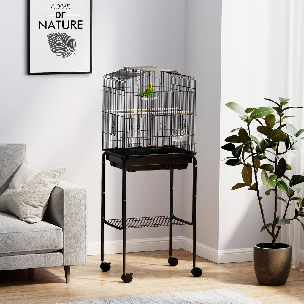 Bird Cage for Budgie Finch Canary Parakeet W/ Stand Tray Black