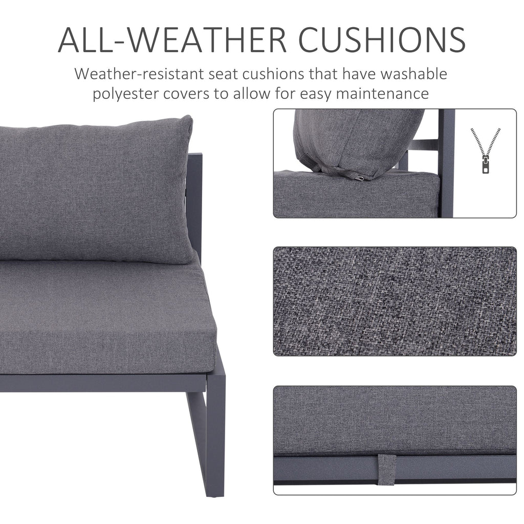 6pcs Garden Sectional Sofa Set Aluminum Frame Coffee Table Footstool