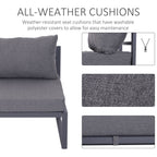 6pcs Garden Sectional Sofa Set Aluminum Frame Coffee Table Footstool