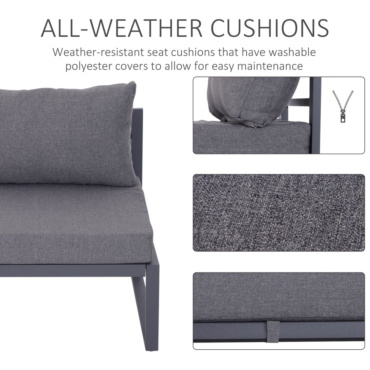 6pcs Garden Sectional Sofa Set Aluminum Frame Coffee Table Footstool
