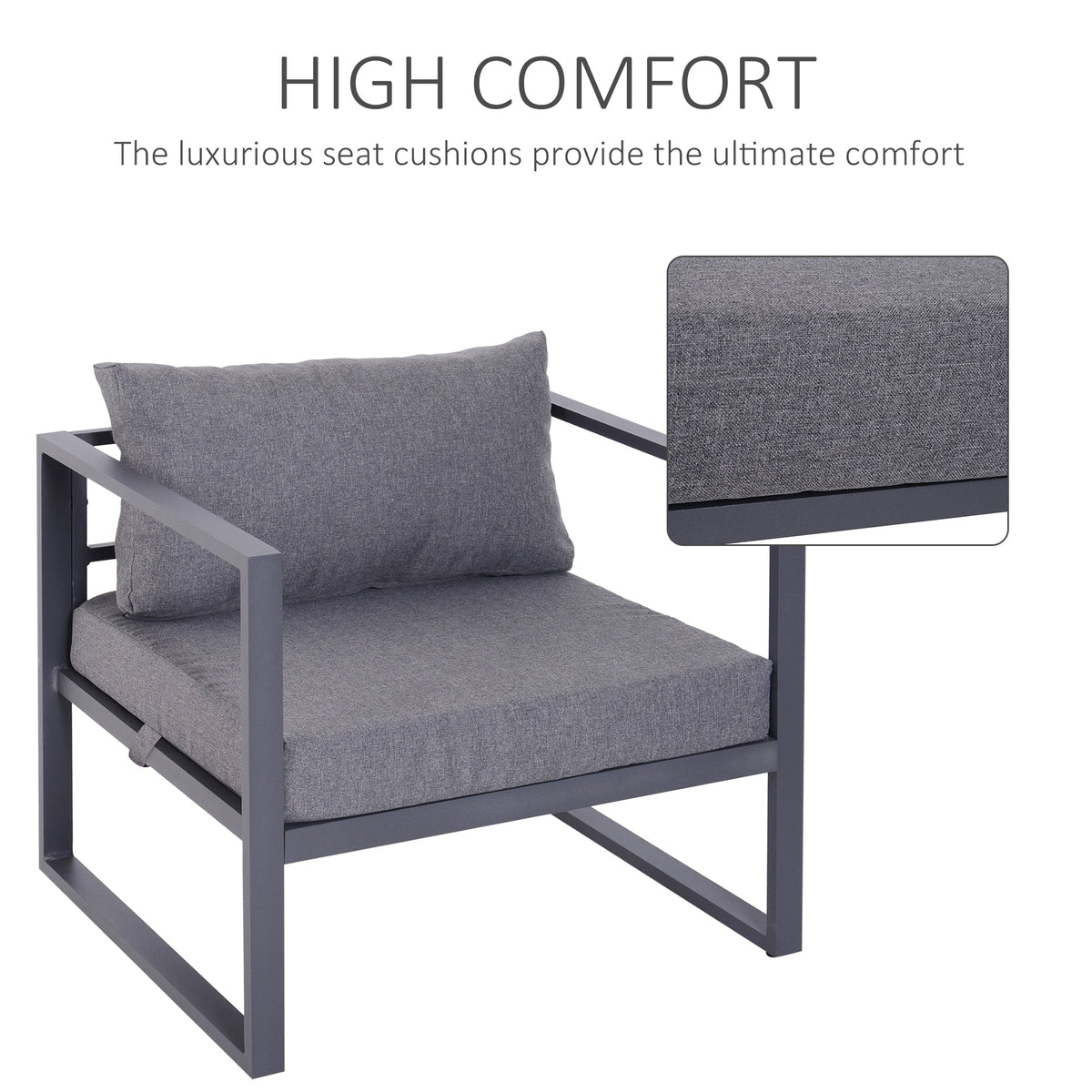 6pcs Garden Sectional Sofa Set Aluminum Frame Coffee Table Footstool