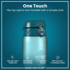 Leak Proof 1 Litre Water Bottle with Times to Drink, Recyclon, Teal & Blue, 1L