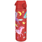 Leak Proof Slim Water Bottle, Stainless Steel, Red Unicorns, 600ml (20oz)
