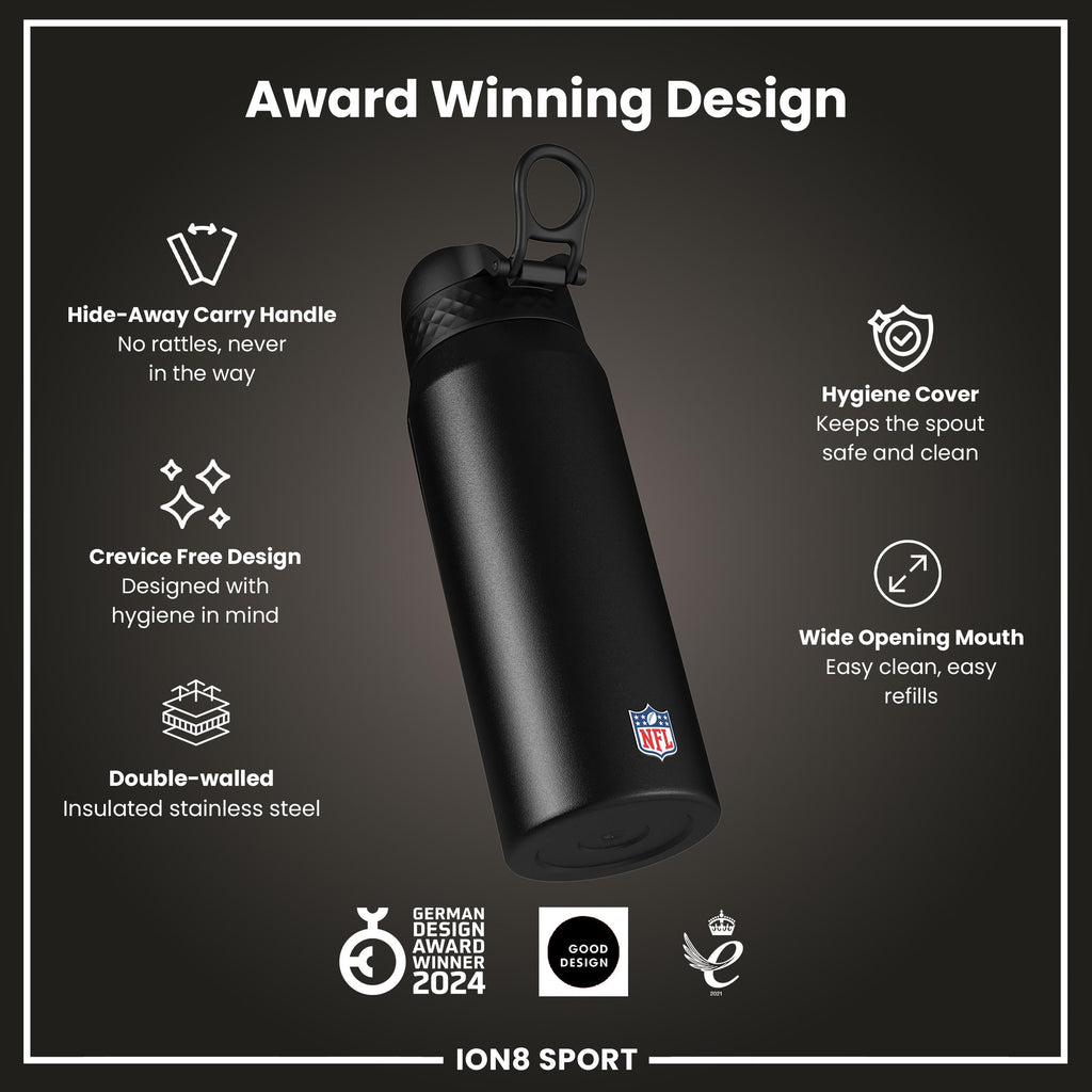 NFL x ION8 Insulated Steel Water Bottle, NFL Ravens, 750ml (24oz)