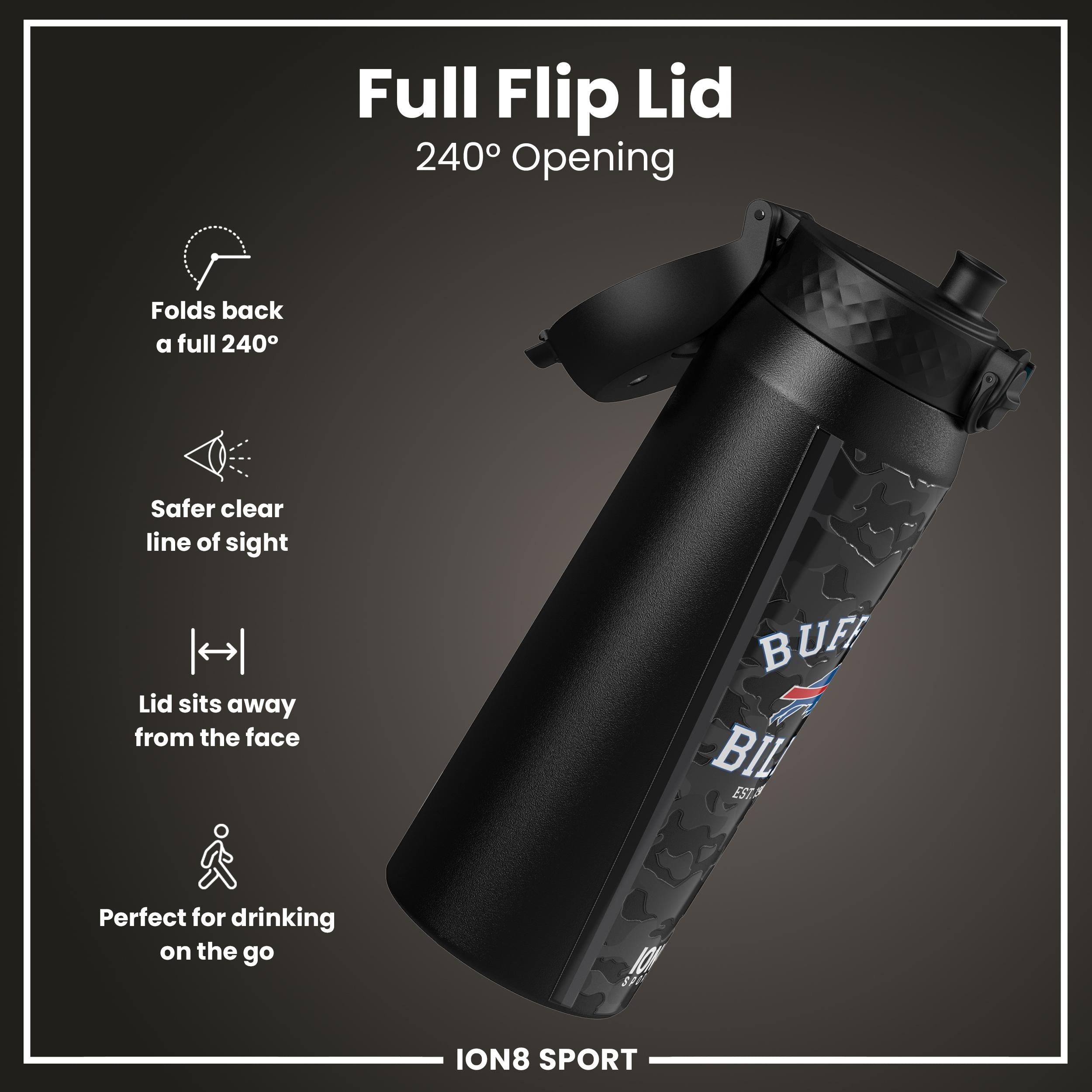 NFL x ION8 Insulated Steel Water Bottle, NFL Bills, 750ml (24oz)