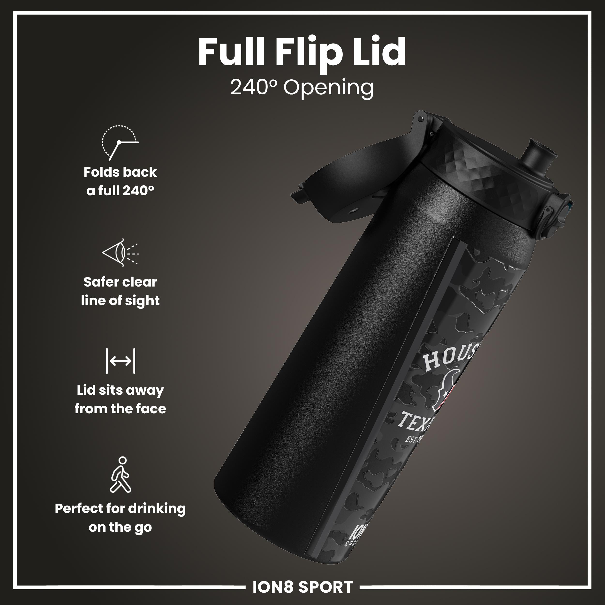 NFL x ION8 Insulated Steel Water Bottle, NFL Texans, 750ml (24oz)