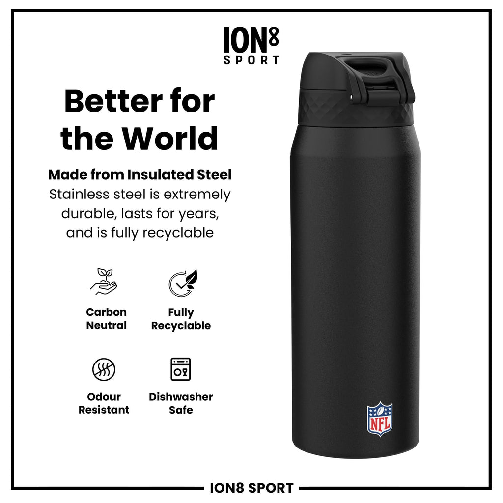 NFL x ION8 Insulated Steel Water Bottle, NFL Chiefs, 750ml (24oz)