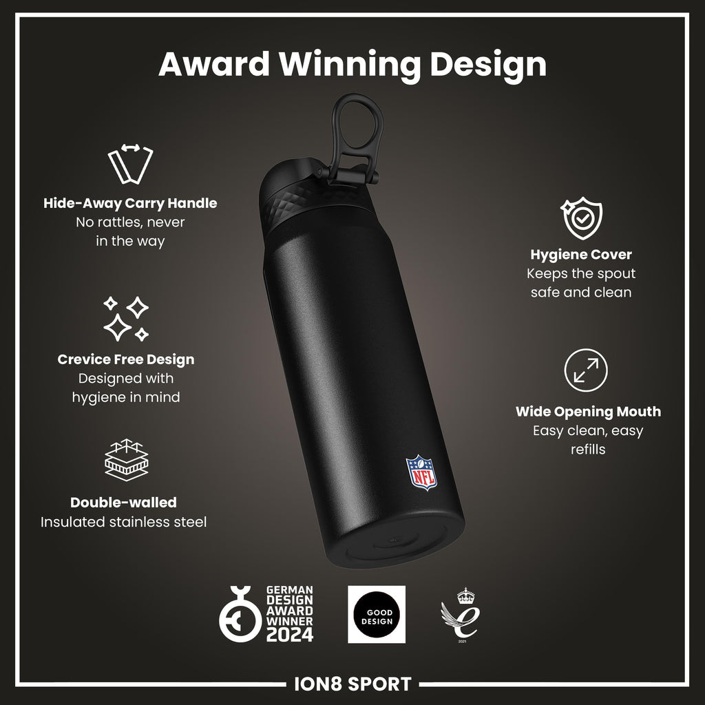 NFL x ION8 Insulated Steel Water Bottle, NFL Giants, 750ml (24oz)