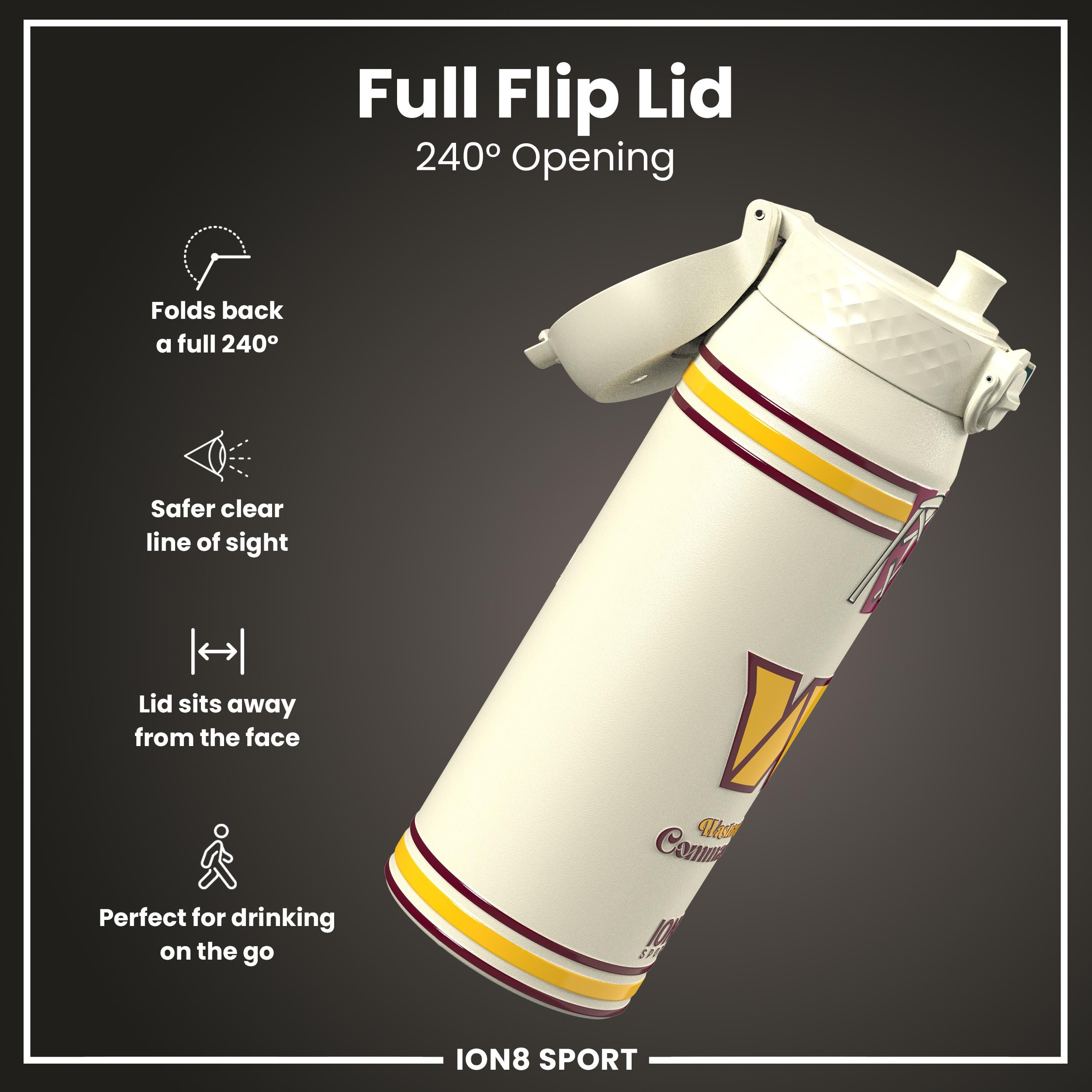 NFL x ION8 Insulated Steel Water Bottle, NFL Commanders, 750ml (24oz)