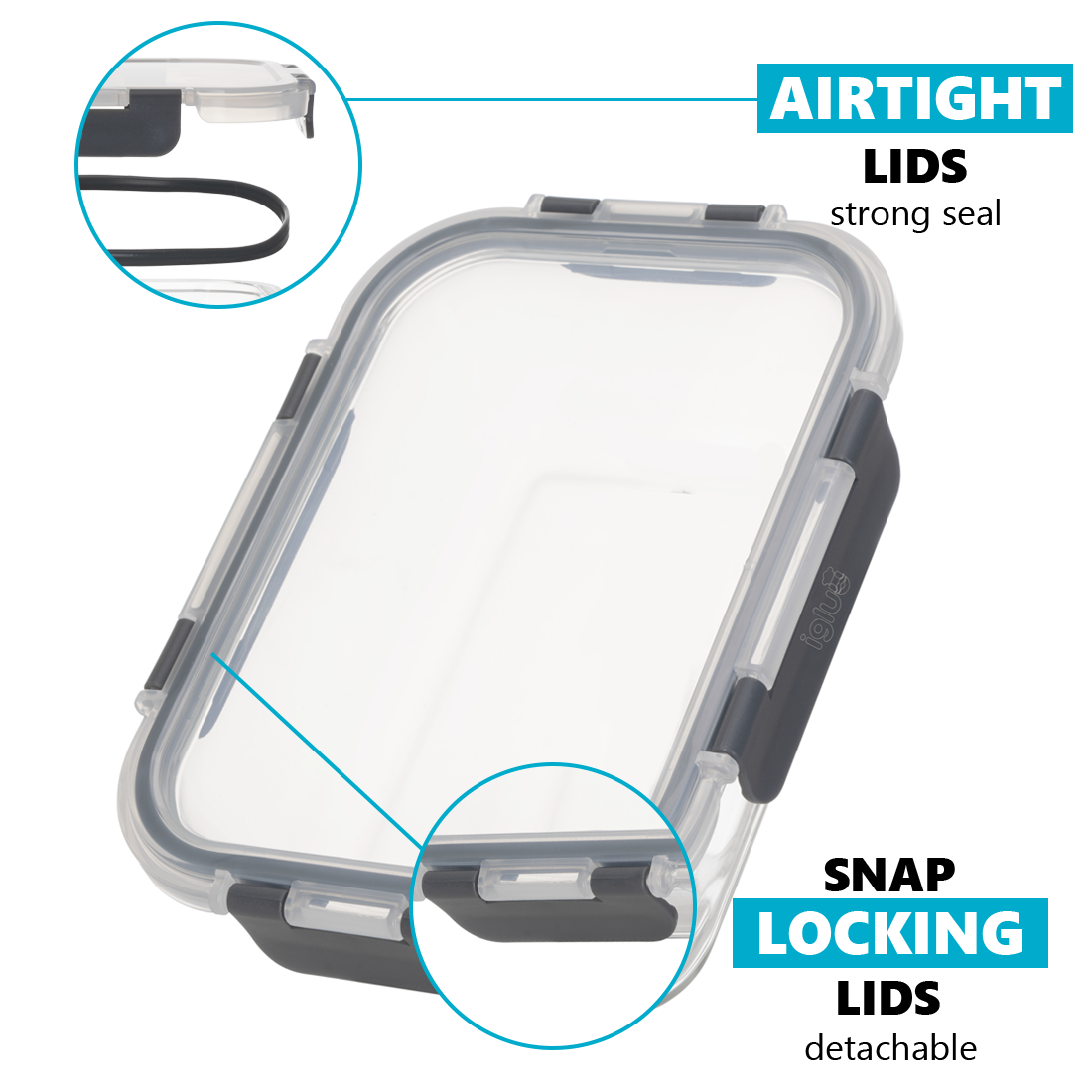 Glass Food Storage Containers with Airtight Lids - 1050ml - 3 PACK