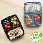 3-Compartment Reusable Containers with Airtight Lids - 946ml