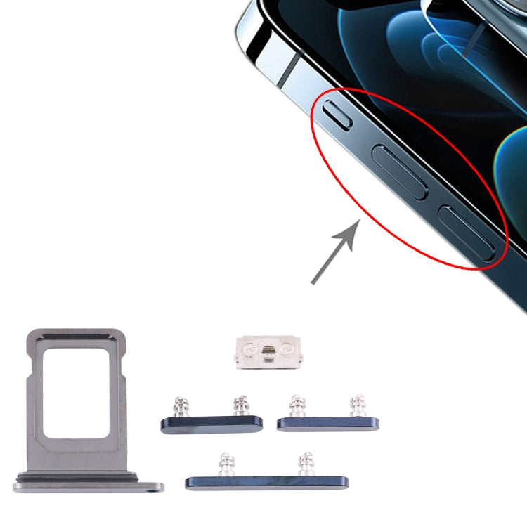 SIM Card Tray + Side Keys for iPhone 12 Pro, For iPhone 12 Pro (Single card) For iPhone 12 Pro (Single card) Blue
