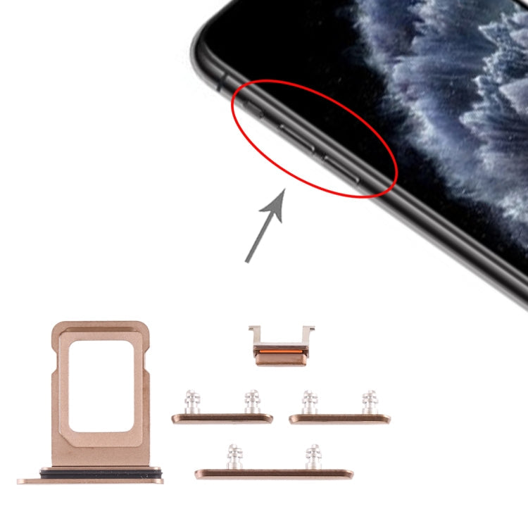 SIM Card Tray + Side Key for iPhone 11 Pro / 11 Pro Max, For iPhone 11 Pro(Single card) For iPhone 11 Pro(Single card) Gold