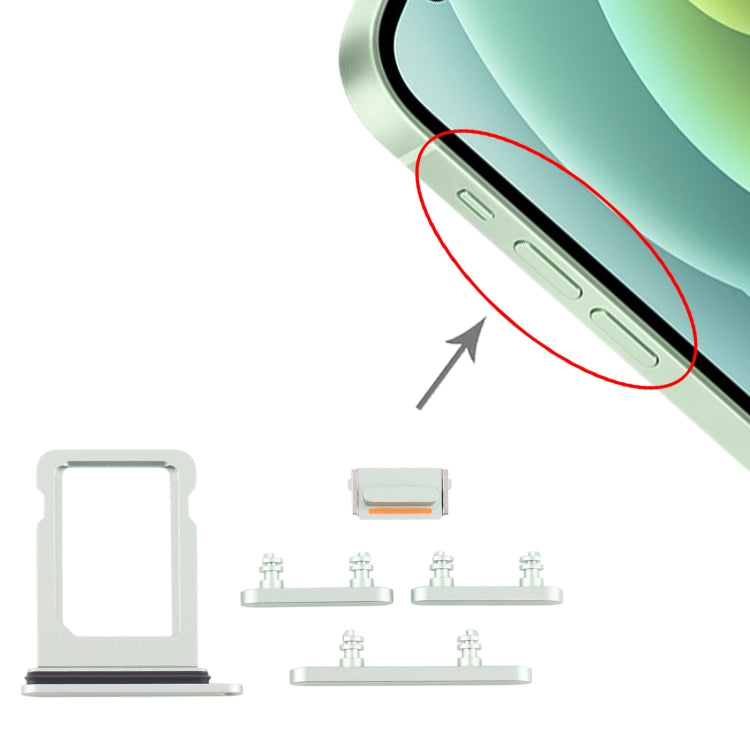 SIM Card Tray + Side Keys for iPhone 12 Mini, For iPhone 12 Mini (Single card) For iPhone 12 Mini (Single card) Green
