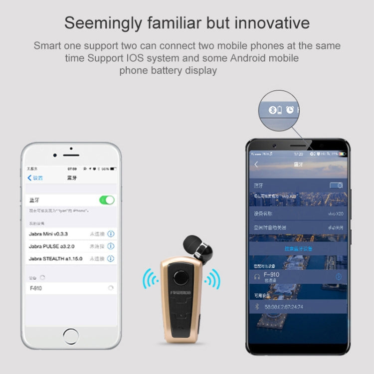 Bluetooth Headset – Fineblue F910 CSR4.1 Retractable Cable Caller Vibration Reminder...