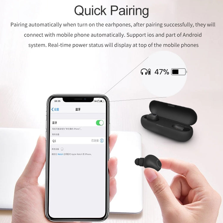 Q1 Bluetooth Earphones – Bluetooth 5.0, HiFi Bass Sound