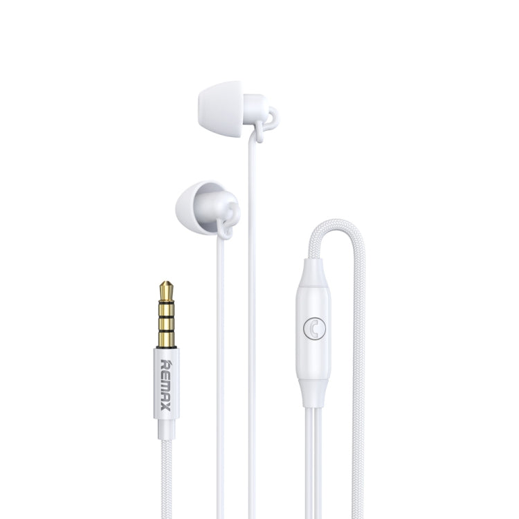 REMAX RM-208 In-Ear Stereo Sleep Earphone with Wire Control + MIC, Support Hands-free White