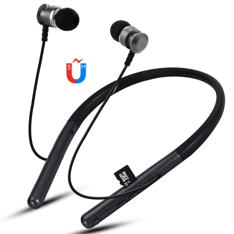 F108 Bluetooth Headset – Bluetooth 4.2 Hanging Neck Design Bluetooth Headset, Support Music Play... Black