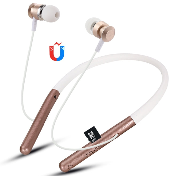 F108 Bluetooth Headset – Bluetooth 4.2 Hanging Neck Design Bluetooth Headset, Support Music Play... Gold