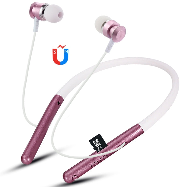 F108 Bluetooth Headset – Bluetooth 4.2 Hanging Neck Design Bluetooth Headset, Support Music Play... Rose Gold