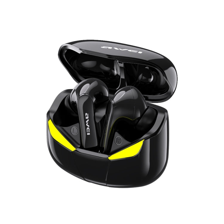 awei T35 Bluetooth V5.0 Ture Wireless Sports Game Dual Mode IPX5 Waterproof TWS Headset with Charging Case Black