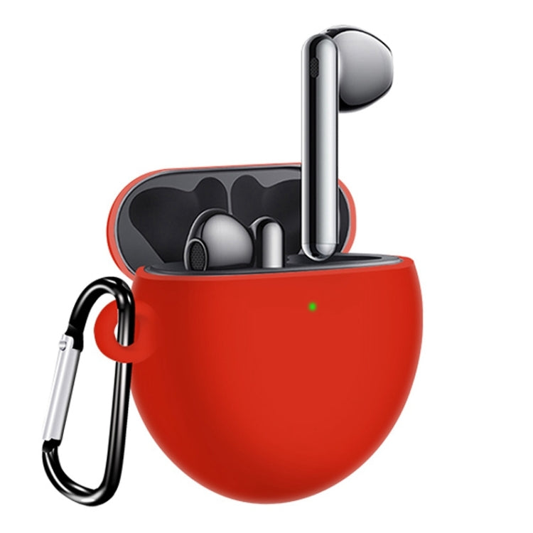 For Huawei Freebuds 4 Full Coverage Waterproof Silicone Wireless Earphone Protective Case with Hook Up – Shockproof, Waterproof Red