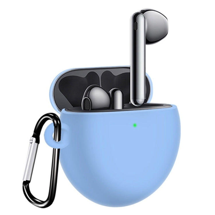 For Huawei Freebuds 4 Full Coverage Waterproof Silicone Wireless Earphone Protective Case with Hook Up – Shockproof, Waterproof Baby Blue