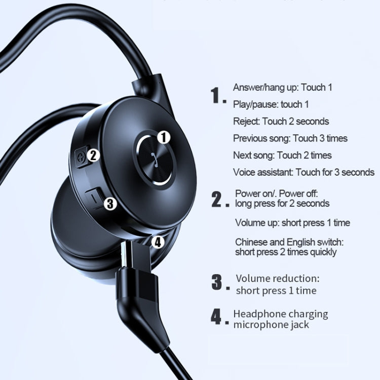 M-1 Bluetooth Earphones – Back-mounted Touch Noise Reduction Bone Conduction Bluetooth Earphone...