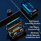 F9-5C Four-bar Breathing Light + Digital Display Noise Reduction Bluetooth Earphone, F9-5C Four-bar Light Black, F9-5C Four-bar Light White