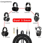 ZS0227 Headphone Dual 3.5mm Spring Audio Cable for Denon AH-D7100 7200 D600 D9200 5200 – Durable Build, Easy to Use