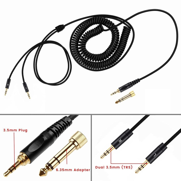 ZS0227 Headphone Dual 3.5mm Spring Audio Cable for Denon AH-D7100 7200 D600 D9200 5200 – Durable Build, Easy to Use