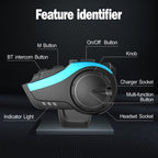 Hysnox HY-02 Bluetooth 5.0 Motorcycle Helmet Headset 2000M 6 Riders Intercom Headset