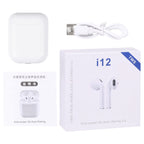 i12 Bluetooth Earphones – TWS Bluetooth Earphone with Charging Box, i12