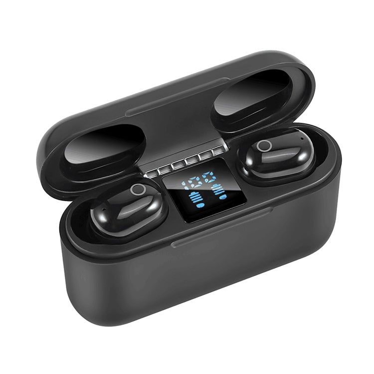 Dt-18 Wireless Two Ear Bluetooth Headset With 2000mAh Charging Cabin & Touch & Intelligent Magnetic Suction Charging Black