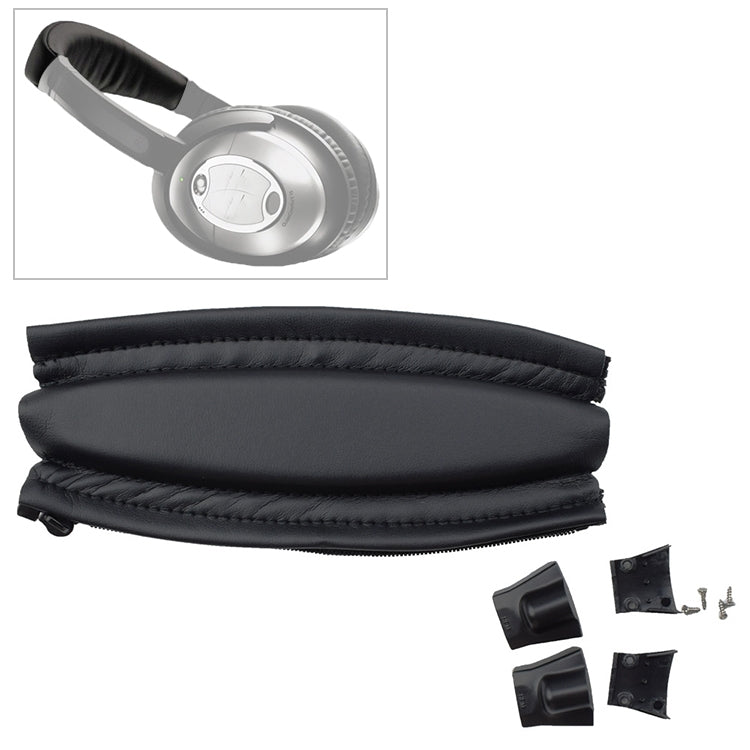 10 PCS For Bose QC2 / QC15 Headphone Head Beam Headgear Leather Cover with Plastic Parts + Screws, with Plastic Parts + Screws with Plastic Parts + Screws