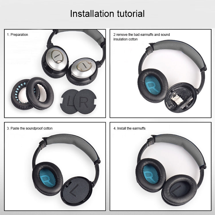 Headphones – 1 Pair Soft Earmuff Headphone Jacket with LR Cotton for BOSE QC2 / QC15...