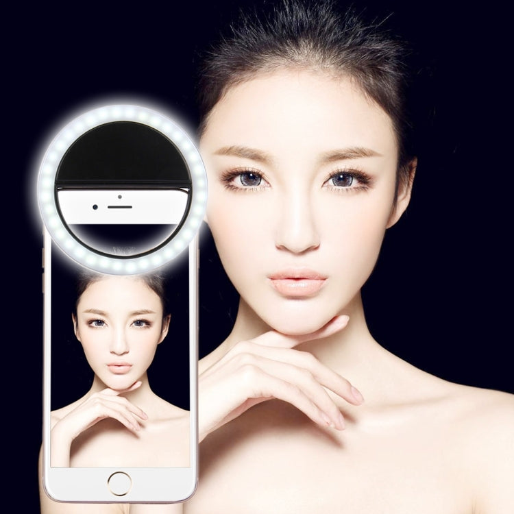 Charging Selfie Beauty Light For iPhone, Galaxy, Huawei, Xiaomi, LG, HTC and Other Smart Phones with Adjustable Clip & USB Cable Black